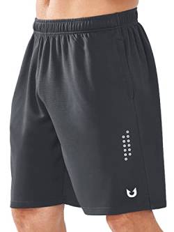 NORTHYARD Sport Shorts Herren Leichte Mesh Sporthose Kurz Schnelltrockende Kurze Hosen Laufhose mit Reißverschlusstasche für Basketball Training Fitness, Dunkelgrau, XL von NORTHYARD