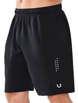 NORTHYARD Sport Shorts Herren Leichte Mesh Sporthose Kurz Schnelltrockende Kurze Hosen Laufhose mit Reißverschlusstasche für Basketball Training Fitness, Schwarz, L von NORTHYARD