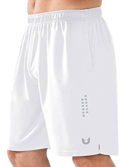 NORTHYARD Sport Shorts Herren Leichte Mesh Sporthose Kurz Schnelltrockende Kurze Hosen Laufhose mit Reißverschlusstasche für Basketball Training Fitness, Weiß, XXL von NORTHYARD