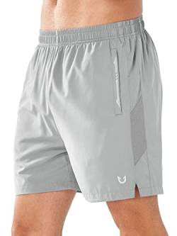 NORTHYARD Sport Shorts Herren Leichte Running Kurze Hosen Schnelltrockende Sporthose Kurz Laufshorts für Basketball Gym Tennis mit Reißverschlusstasche, Hellgrau L von NORTHYARD