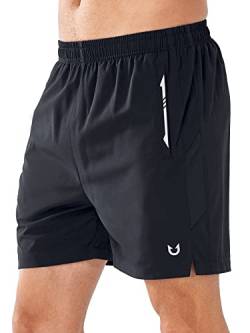 NORTHYARD Sport Shorts Herren Leichte Running Kurze Hosen Schnelltrockende Sporthose Kurz Laufshorts für Basketball Gym Tennis mit Reißverschlusstasche, Schwarz S von NORTHYARD