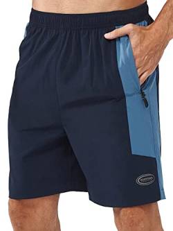 NORTHYARD Sporthose Herren Kurz Sport Shorts Schnelltrocknende Kurze Hosen mit Reißverschlusstasche Leicht Badehose Laufhose Trainingshose für Fitness Basketball, Navyblau S von NORTHYARD