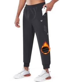 NORTHYARD Thermo Sporthose Herren Warm Laufhose Winter Jogginghose Gefütterte Trainingshose Lang Fleecehose Winterhose Freizeithose mit Reißverschlusstaschen Black XXL von NORTHYARD