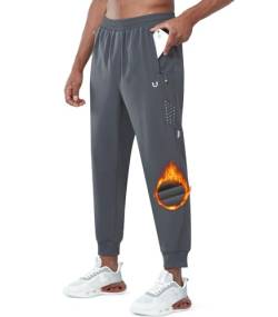 NORTHYARD Thermo Sporthose Herren Warm Laufhose Winter Jogginghose Gefütterte Trainingshose Lang Fleecehose Winterhose Freizeithose mit Reißverschlusstaschen Darkgrey M von NORTHYARD