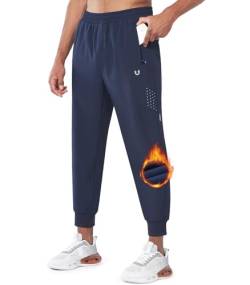 NORTHYARD Thermo Sporthose Herren Warm Laufhose Winter Jogginghose Gefütterte Trainingshose Lang Fleecehose Winterhose Freizeithose mit Reißverschlusstaschen Navy XXL von NORTHYARD