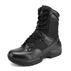 NORTIV8 Herren Militär Einsatzstiefel Security Tactical Boot Zipper Stiefel Kampfstiefel Springerstiefel Schuhe Response，schwarz,47EU von NORTIV8