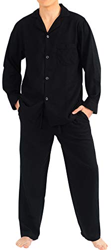 NORTY Flanell-Pyjama für Herren – weiche und strapazierfähige Baumwolle/Polyester-Mischung – langärmeliges Hemd und Hose Pyjama-Set – Herren-Nachtwäsche, Schwarz, Large von NORTY