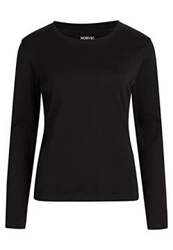 NORVIG Damen Norvig Ladies O-neck T-shirt L/S, Rib Cotton, Black T Shirt, Schwarz, S EU von NORVIG