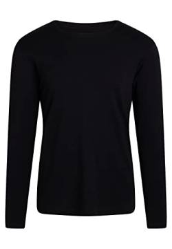 NORVIG Men's O-Neck L/S, Rib Cotton, Black T-Shirt, S von NORVIG
