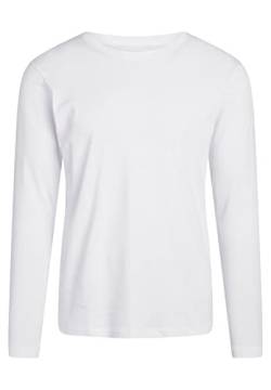 NORVIG Men's O-Neck L/S, Rib Cotton, White T-Shirt, XL von NORVIG