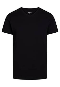 NORVIG Men's V-Neck S/S, Rib Cotton, Black T-Shirt, 3XL von NORVIG