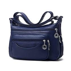 NOTAG Damen Umhängetasche, PU Leder Mehrere Taschen Schultertasche Leicht Handtasche (Blau) von NOTAG