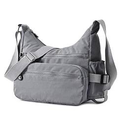 NOTAG Umhängetasche Damen, Leichte Casual Mehrere Taschen Handtasche Wasserdicht Nylon Schultertasche (Grau) von NOTAG