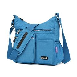 NOTAG Umhängetasche Damen, Leichte Mehrfach-Taschen Schultertasche Damen Wasserdicht Nylon Handtasche Umhängetasche (Blau) von NOTAG