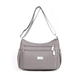 NOTAG Umhängetasche damen, Leichte Casual Schultertasche Multi-Pocket Wasserdicht Nylon Messenger Bags Sporttasche (Grau) von NOTAG