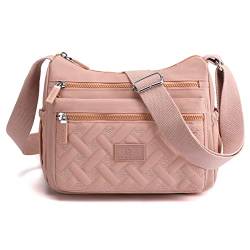 NOTAG Umhängetasche für Damen, wasserdichte Nylon-Umhängetasche, lässige Umhängetasche mit mehreren Taschen, Kuriertasche für Reisen, rose, Medium von NOTAG