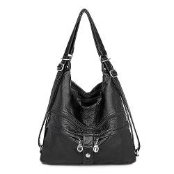 NOTAG Umhängetasche für Frauen, Multi-Tasche PU Leder Crossbody Tasche Multifunktionale Handtaschen für Frauen Cabrio 3 in 1 Rucksack, Schwarz - Neu, Large von NOTAG