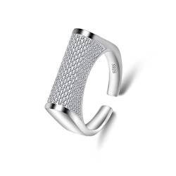 Daumenring, S925 Sterling Silber Ring verstellbar 18K offener Verlobungsring Hip Hop personalisierter Ring for Frauen (Color : Silver) von NOURIS