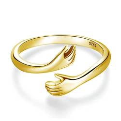 NOURIS Daumenring, 925er Sterlingsilber, Verlobungsring, Ewigkeit, Ehering, minimalistischer, hochglanzpolierter, offener, verstellbarer Ring for Frauen (mit Geschenkbox) (Color : Gold) von NOURIS
