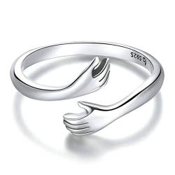 NOURIS Daumenring, 925er Sterlingsilber, Verlobungsring, Ewigkeit, Ehering, minimalistischer, hochglanzpolierter, offener, verstellbarer Ring for Frauen (mit Geschenkbox) (Color : Silver) von NOURIS