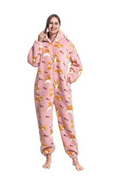 Nousion Licorne Unisex Erwachsene Onesies Pyjama Cosplay Weihnachten Nachtwäsche Onesies Outfit, Corgi, M von NOUSION