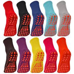 NOVAYARD 10 Paar Stoppersocken Griff Rutschfeste Socken Pilates Yoga Socken Antirutsch Haussocken für Damen Herren(Mehrere Farben,L) von NOVAYARD