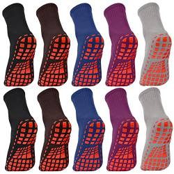 NOVAYARD 10 Paar Stoppersocken Griff Rutschfeste Socken Pilates Yoga Socken Antirutsch Haussocken für Damen Herren(Neutrale Farben,M) von NOVAYARD