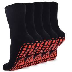 NOVAYARD 5 Paar Stoppersocken Yoga Anti Rutsch Socken Sticky Griff Socken Krankenhaus Pilates Rutschfeste Socken Damen Herren (Schwarz,L) von NOVAYARD