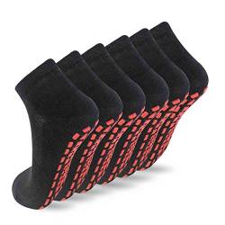 NOVAYARD 6 Paar Yoga Socken Griff Stoppersocken Pilates Fitness Kampfsport Anti Rutsch Socken für Herren Damen (Schwarz,M) von NOVAYARD