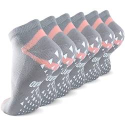 NOVAYARD 6 Paar Yoga Socken Grip Stoppersocken Pilates Stange Barre Anti Rutsch Socken für Damen (Orange,L) von NOVAYARD