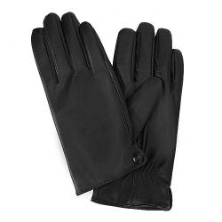 NOVBJECT Herren Lederhandschuhe Winter Full Hand Touchscreen Leder Fahren Klassische Warm Kaschmir Futter Outdoor Handschuhe (Schwarz, L) von NOVBJECT