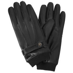 NOVBJECT Herren Lederhandschuhe Winter Full Hand Touchscreen Leder Fahren Klassische Warm Kaschmir Futter Outdoor Handschuhe (Schwarz, S) von NOVBJECT