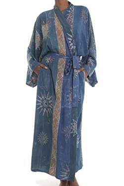 NOVICA Damen Frauen-Batik Lange Robe, ‚Midnight in‘ (Einheitsgröße) Einheitsgröße Blau von NOVICA