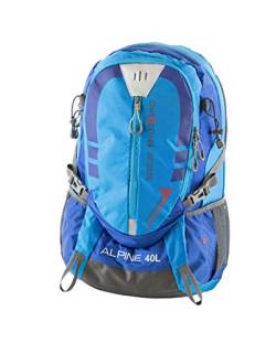 NOWI Trekkingrucksack praktischer moderner Outdoor Rucksack mit Regenhaube Brustgurt gepolsterte Schultergurte Schlaufen für Hiking Pole 40 Liter Volumen (Blue) von NOWI