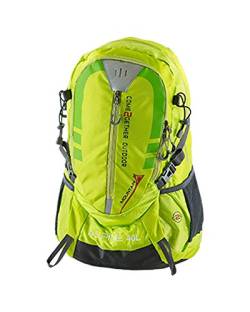 NOWI Trekkingrucksack praktischer moderner Outdoor Rucksack mit Regenhaube Brustgurt gepolsterte Schultergurte Schlaufen für Hiking Pole 40 Liter Volumen (Limette) von NOWI