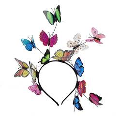 Damen Schmetterling Haarreif Schmetterlings Fascinator Stirnbänder Schmetterling Haarschmuck für Schmetterlings Cosplay Braut Schmetterling Stirnband (Multicolor, One Size) von NOZEM