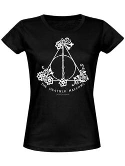 Harry Potter Deathly Hallows Flower T-Shirt Female schwarz, Größe:S von NP Nastrovje Potsdam