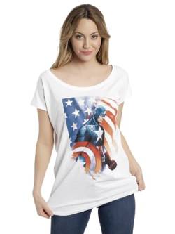 Marvel Captain America Stars & Stripes Girl Loose Shirt weiß, Größe:M von NP Nastrovje Potsdam