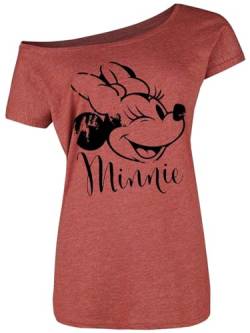Mickey & Minnie Mouse Minnie Mouse Winking Damen Loose-Shirt rot meliert, Größe:L von NP Nastrovje Potsdam