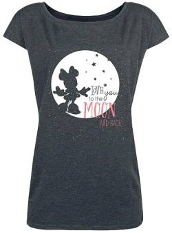Mickey & Minnie Mouse Moon Damen Loose-Shirt dunkelgrau meliert, Größe:S von NP Nastrovje Potsdam