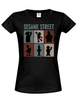 Sesamstrasse Characters Damen T-Shirt schwarz, Größe:L von NP Nastrovje Potsdam