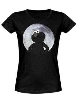 Sesamstrasse Elmo Moonnight Damen T-Shirt schwarz, Größe:L von NP Nastrovje Potsdam