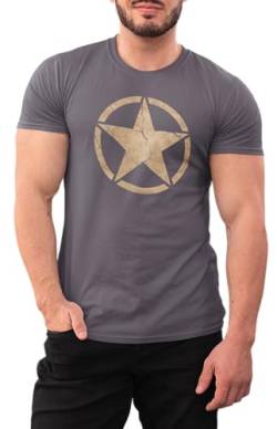 T-Shirt für Army Fan US Stern Vintage II Star 100% Baumwolle Grau, Gr. 3XL von NP Nastrovje Potsdam