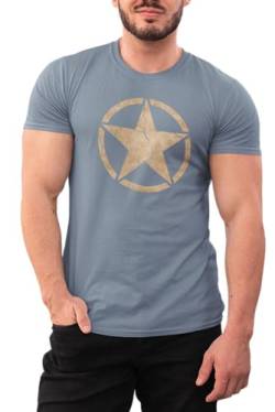 T-Shirt für Army Fan US Stern Vintage II Star 100% Baumwolle Stone Blue Gr. M von NP Nastrovje Potsdam