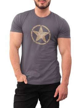 T-Shirt für Army Fan US Stern Vintage Star 100% Baumwolle Grau, Gr. L von NP Nastrovje Potsdam