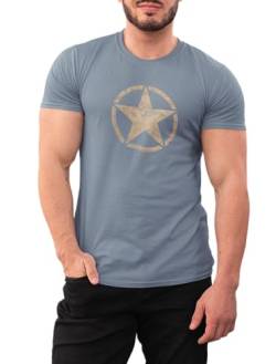 T-Shirt für Army Fan US Stern Vintage Star 100% Baumwolle Stone Blue, Gr. XL von NP Nastrovje Potsdam