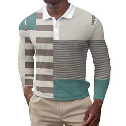 Aufbewahrung Wasserdicht Regular Fit Poloshirt Aus Baumwoll-Piqué Herren Langarm Golf T-Shirt Klassische Karierte Spleiß Polohemd S-2XL S M L XL XXL 3XL Auch Farbsets Fü 100% (Mint Green, XL) von NQyIOS