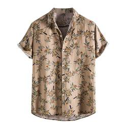 NQyIOS Herren Hemd Camp Herren Frühlings- und Sommer-Top Hemden mit bedruckten Revers G Star Hemden Herren (Khaki, M) von NQyIOS