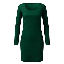 Damen Langarm Square Neck Split Slim Fit Stretch Midi Figurbetontes Kleid mit hoher Taille Longpullover Für Damen Lässig Winterkleid Damen Kurz Strickpullover Damen Grobmaschig Wickelkleid Lang Grün von NRTOTI