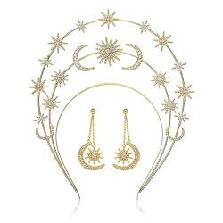 Elegante Kristallohrringe + Stirnband Diademe Kopfschmuck für Festzug Abschlussball Party Hochzeit Braut für Abendkleid Brautohrringe von NRVTRE